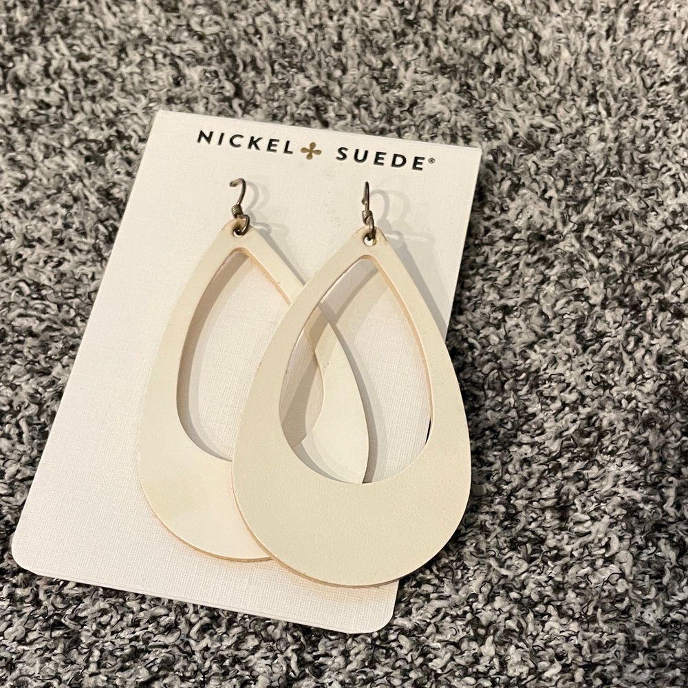Nickel + Suede Cream Teardrop Earrings